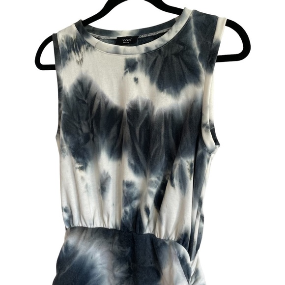 VICI Navy Tie Dye Ruched Dress, Size S - Picture 4 of 8